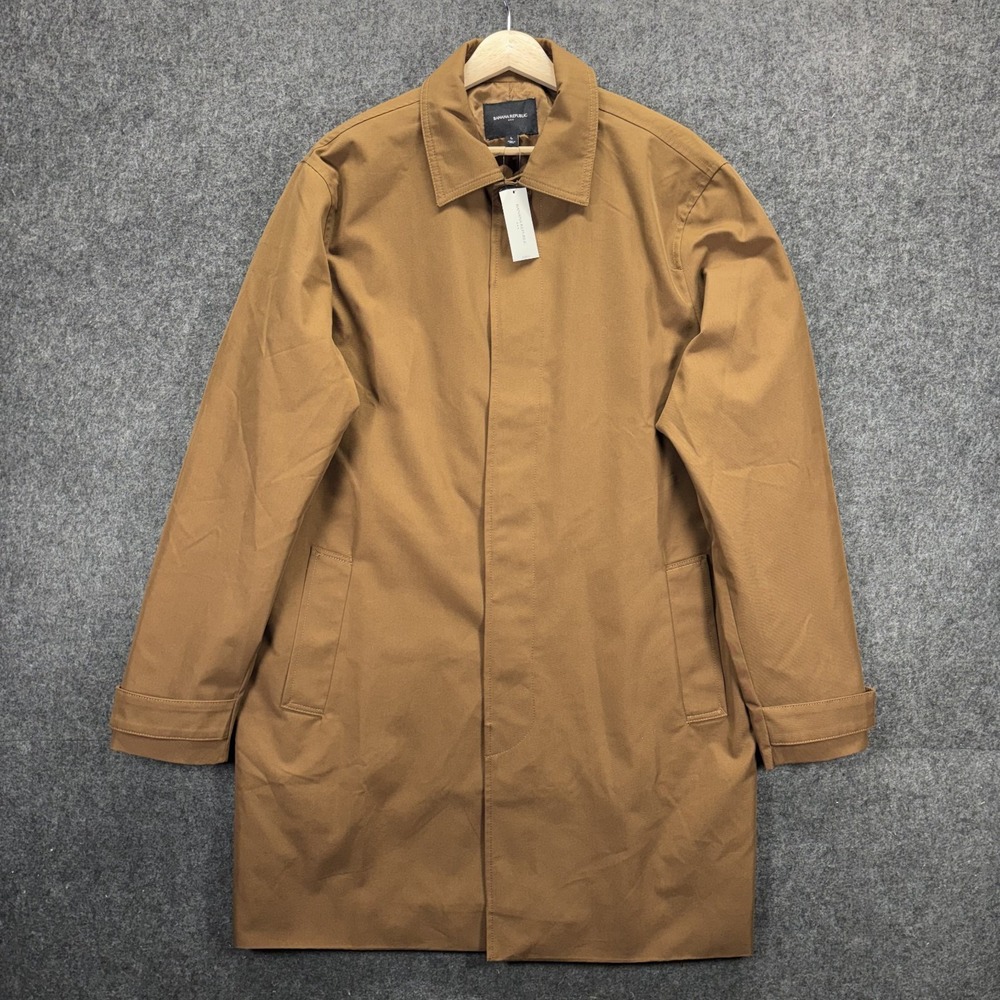 Banana Republic Mac Jacket Coat Beige Water Resistant Mens Large Overcoat NWT